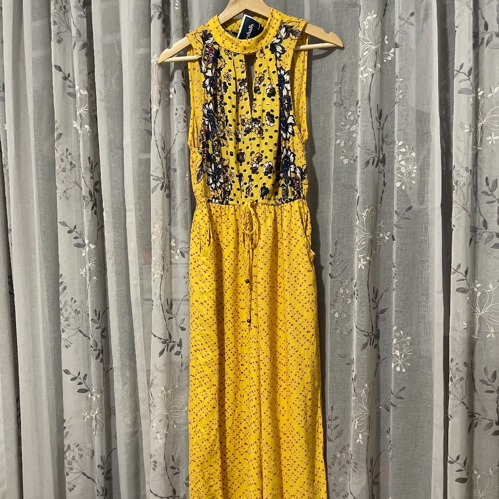 Angie Yellow Floral Sleeveless Jumpsuit